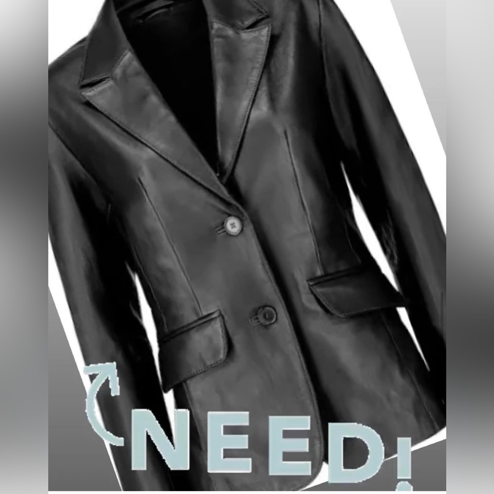Black 100% soft leather blazer.  Lined.